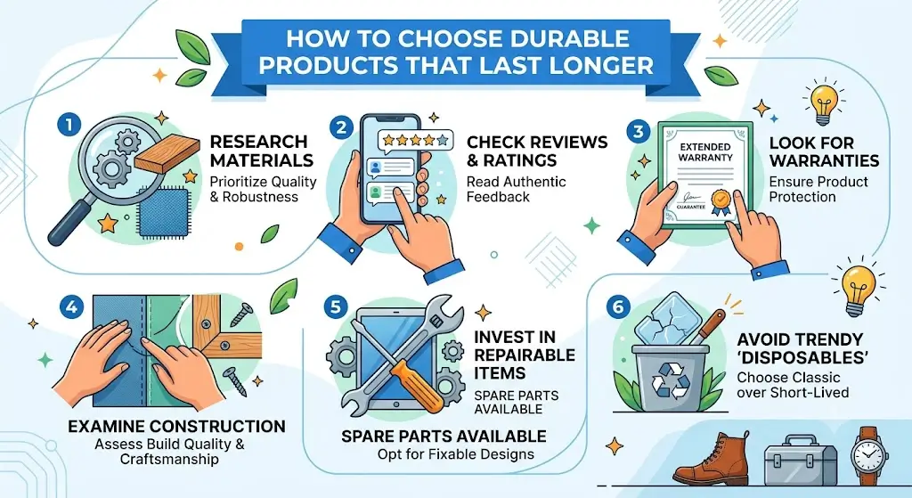 A shopper carefully examines the quality and durability of household products to choose long-lasting, reliable items.