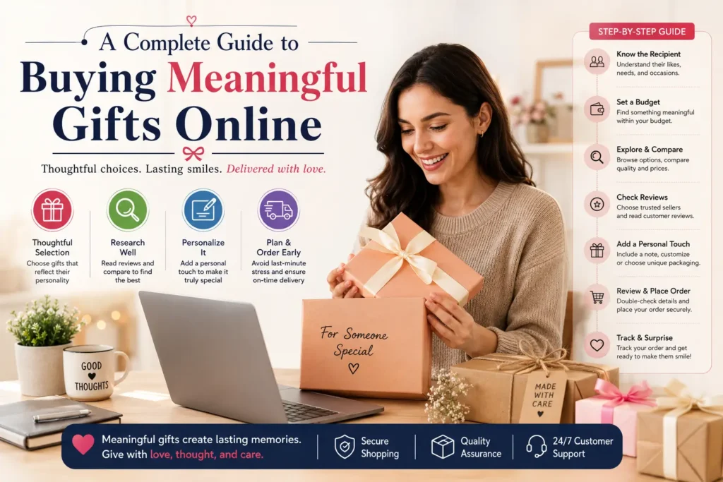 A Complete Guide to Buying Meaningful Gifts Online, featuring personalized gift selections, thoughtful recommendations, and convenient online shopping.