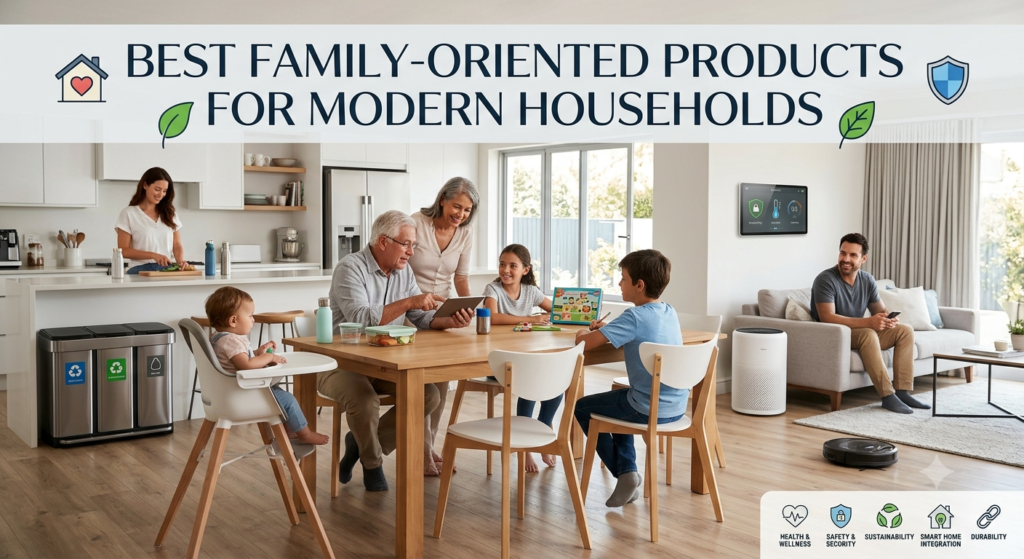 An engaging visual showcasing family-oriented products designed to enhance convenience, comfort, and everyday living for modern households.